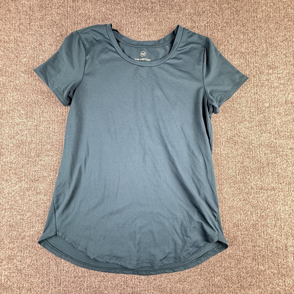 We‎ Wander Shirt Womens Small Blue WeFlex Crew Neck Short Sleeve Athletic Top